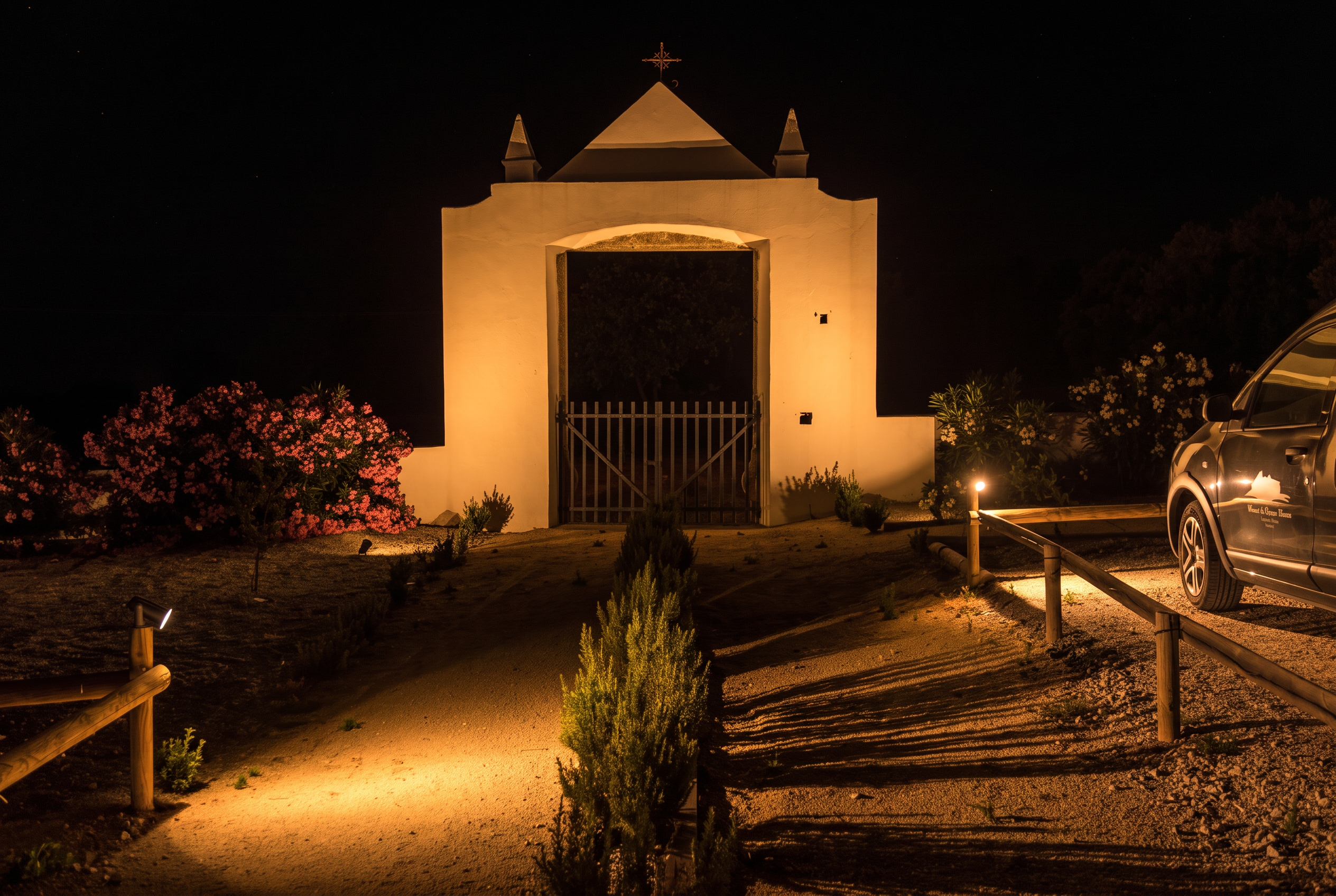 Capela do monte iluminada à noite